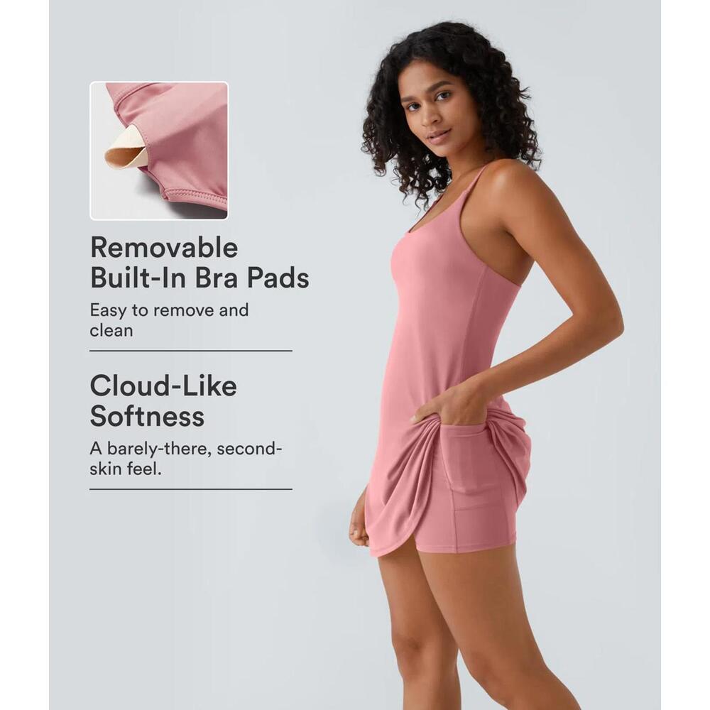 NWT Halara SoftlyZero™ Airy Cut Out 2-in-1 Pocket Mini Dress-UPF50+ Size S / 8 - Picture 2 of 14